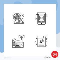 Group of 4 Filledline Flat Colors Signs and Symbols for database internet mobile network laywer Editable Vector Design Elements