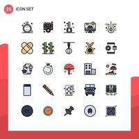 Pictogram Set of 25 Simple Filled line Flat Colors of business computer setting search media Editable Vector Design Elements