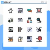 Universal Icon Symbols Group of 16 Modern Flat Color Filled Lines of corner board chat speech conversation Editable Creative Vector Design Elements