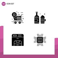 User Interface Pack of 4 Basic Solid Glyphs of checkout machine bottle canada book Editable Vector Design Elements