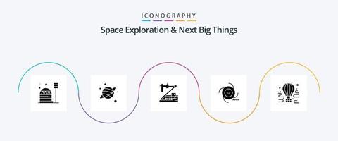 Space Exploration And Next Big Things Glyph 5 Icon Pack Including gravitational. field. biology. cosmos. research vector