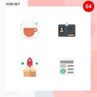 grupo universal de símbolos de iconos de 4 iconos planos modernos de elementos de diseño de vectores editables del paquete de identidad de té de inicio de café