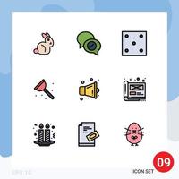 Pictogram Set of 9 Simple Filledline Flat Colors of speaker megaphone game service plumber Editable Vector Design Elements