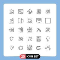 Mobile Interface Line Set of 25 Pictograms of solution business social media puzzle procrastination Editable Vector Design Elements