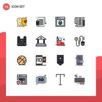 Modern Set of 16 Flat Color Filled Lines and symbols such as spotlight cinema internet pen list Editable Creative Vector Design Elements