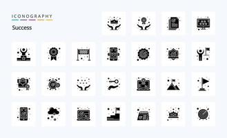 25 Sucess Solid Glyph icon pack vector