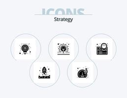 Strategy Glyph Icon Pack 5 Icon Design. navigation. idea. idea. gear. bulb vector