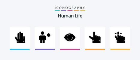 Human Glyph 5 Icon Pack Including . keep. eye. finger. pinch. Creative Icons Design vector