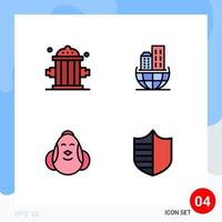 Set of 4 Modern UI Icons Symbols Signs for firefighter chicken outfit business baby Editable Vector Design Elements