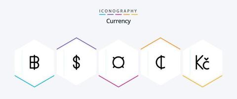 Currency 25 FilledLine icon pack including . coin. money. koruna. ghanaian vector