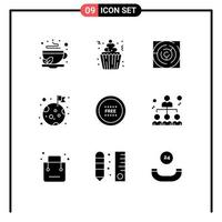 Pack of 9 Modern Solid Glyphs Signs and Symbols for Web Print Media such as space flag cupcakes pattern labyrinth Editable Vector Design Elements