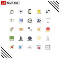 Flat Color Pack of 25 Universal Symbols of dumbbell innovation mail idea smart phone Editable Vector Design Elements