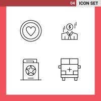 Mobile Interface Line Set of 4 Pictograms of medical costume sign man spells Editable Vector Design Elements