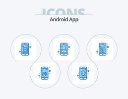 Android App Blue Icon Pack 5 Icon Design. calculator. app. mobile app. add. message vector