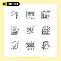 9 iconos creativos signos y símbolos modernos de búsqueda de acción archivo web elementos de diseño vectorial editables estáticos vector