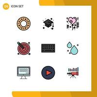 Group of 9 Filledline Flat Colors Signs and Symbols for keyboard design balloon creativity artistic Editable Vector Design Elements