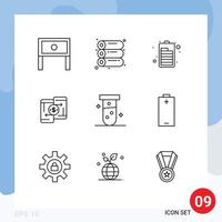 conjunto de 9 iconos de interfaz de usuario modernos signos de símbolos para elementos de diseño vectorial editables de dinero de igual a igual de batería de teléfono médico vector