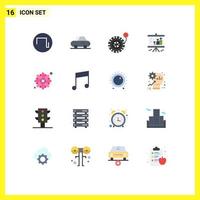 Group of 16 Flat Colors Signs and Symbols for key rangoli analysis pattern projector Editable Pack of Creative Vector Design Elements