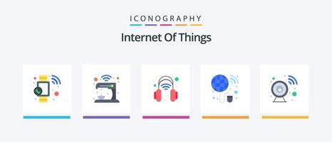 Internet de las cosas paquete de 5 iconos planos que incluye cámara. red. tecnología. Internet. micrófono. diseño de iconos creativos vector