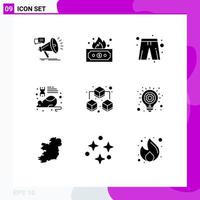 User Interface Pack of 9 Basic Solid Glyphs of big mouse money laboratory player dress Editable Vector Design Elements