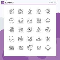 Modern Set of 25 Lines Pictograph of burn information academy idea trophy Editable Vector Design Elements