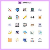 25 símbolos universales de signos de color plano de los elementos de diseño vectorial editables ramadhan del usuario del reproductor de tarjetas de empleado vector