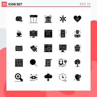 Pictogram Set of 25 Simple Solid Glyphs of add like wood love money Editable Vector Design Elements