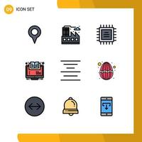 Modern Set of 9 Filledline Flat Colors Pictograph of center course chipset online learning Editable Vector Design Elements