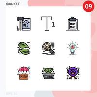 Filledline Flat Color Pack of 9 Universal Symbols of finance seo paper search engine nature Editable Vector Design Elements