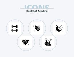 Health And Medical Glyph Icon Pack 5 Icon Design. sign. medical. fitness. sign. tag vector