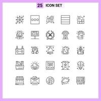 Modern Set of 25 Lines and symbols such as security lock grid piece customer Editable Vector Design Elements