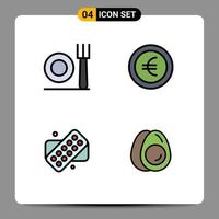 Stock Vector Icon Pack of 4 Line Signs and Symbols for fork egg coin tablet holiday Editable Vector Design Elements