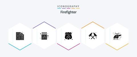 paquete de iconos de 25 glifos de bombero que incluye rápido. bombero. caja. fuego. fuego vector