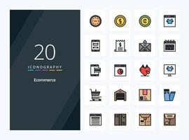 20 Ecommerce line Filled icon for presentation vector