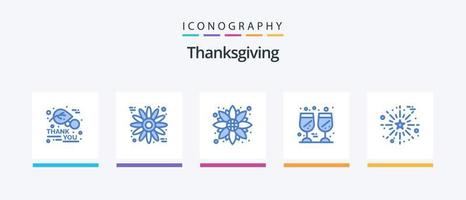 Thanksgiving Blue 5 Icon Pack Including salute. celebrate. flower. thanks day. glass. Creative Icons Design vector