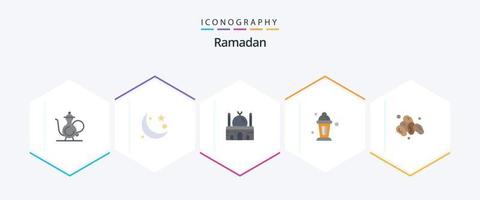 Ramadan 25 Flat icon pack including lamp. abrahamic. muslim. place. mosque vector