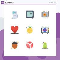 Pictogram Set of 9 Simple Flat Colors of heart beat money app technology Editable Vector Design Elements