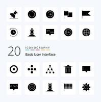 20 Basic Solid Glyph icon Pack like comment talk network message ui vector