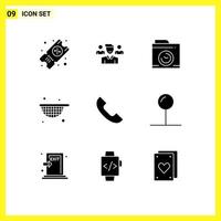 Universal Icon Symbols Group of 9 Modern Solid Glyphs of coordinate telephone image phone food Editable Vector Design Elements