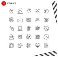 25 User Interface Line Pack of modern Signs and Symbols of shield gravity navigation apple green Editable Vector Design Elements