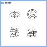 4 Universal Line Signs Symbols of eye electricity design reload leaf Editable Vector Design Elements