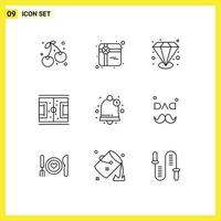 9 Universal Outline Signs Symbols of user interface quality match playground Editable Vector Design Elements