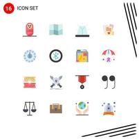 16 User Interface Flat Color Pack of modern Signs and Symbols of bluetooth lower file expense consumption Editable Pack of Creative Vector Design Elements