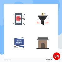 Set of 4 Vector Flat Icons on Grid for digital ramadan filter return on investment fast Editable Vector Design Elements