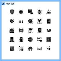 Group of 25 Modern Solid Glyphs Set for spa herb delivery science atom Editable Vector Design Elements