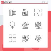 Modern Set of 9 Outlines and symbols such as gender layout finance image editing Editable Vector Design Elements