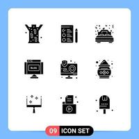 9 Universal Solid Glyphs Set for Web and Mobile Applications app write love internet blog Editable Vector Design Elements