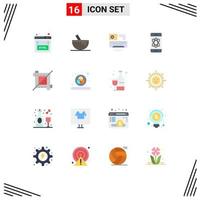 Pictogram Set of 16 Simple Flat Colors of design tech air space atom Editable Pack of Creative Vector Design Elements