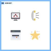 Modern Set of 4 Flat Icons Pictograph of business web answer customer support beach Editable Vector Design Elements