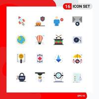 Universal Icon Symbols Group of 16 Modern Flat Colors of world search avatar message sign Editable Pack of Creative Vector Design Elements